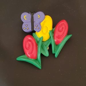 Papel Giftware Butterfly & Flowers Pin Brooch